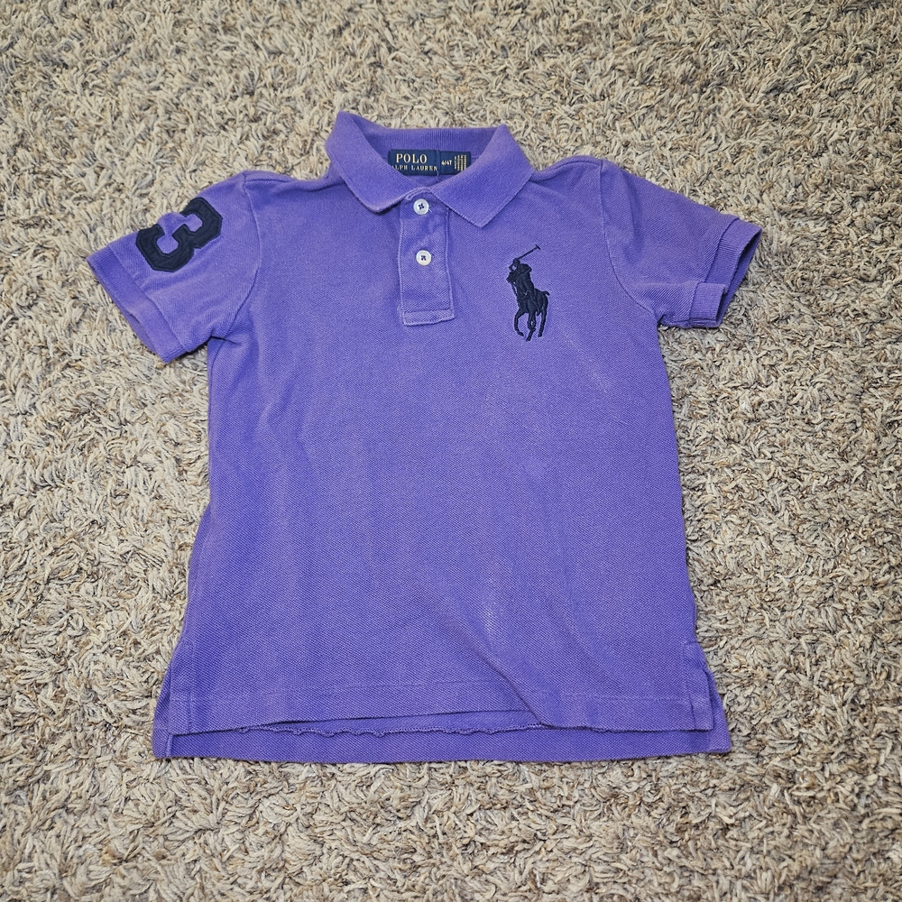 Polo Ralph Lauren Size 4T Boys Big Pony Purple Classic Fit Shirt Preppy Toddler